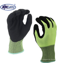 NMSAFETY   cutting level ANSI A4  gloves nitrile coating working gloves